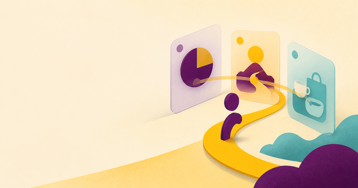 Abstract open planning panels with a person at the center